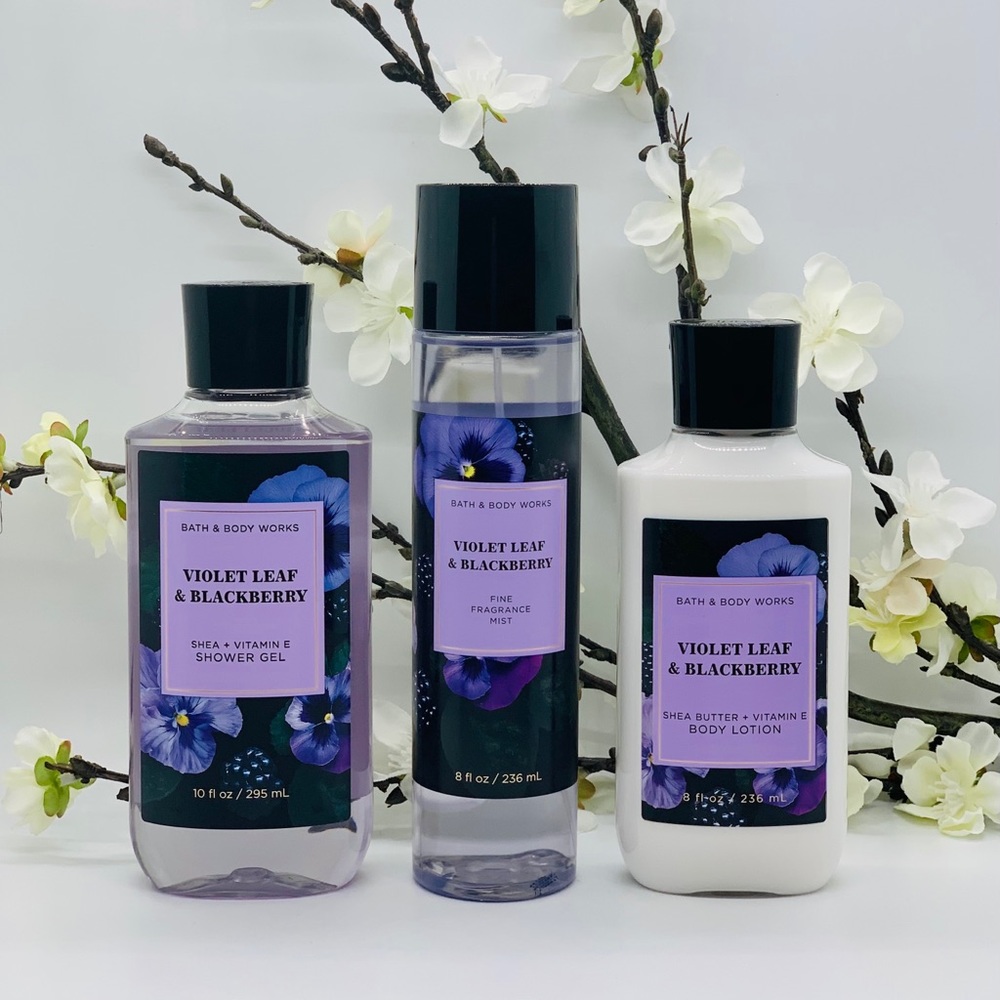 Bath & Body Works Violet Leaf & Blackberry 3Pc Set